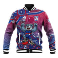 Personalized Western Bulldogs Football Mascot Baseball Jacket Aboriginal Dot Art Style Vibrant Indigenous Pattern Design