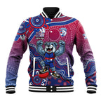 Personalized Western Bulldogs Football Mascot Baseball Jacket Aboriginal Dot Art Style Vibrant Indigenous Pattern Design