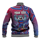 Personalized Western Bulldogs Football Mascot Baseball Jacket Aboriginal Dot Art Style Vibrant Indigenous Pattern Design