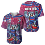 Personalized Western Bulldogs Football Mascot Baseball Jersey Aboriginal Dot Art Style Vibrant Indigenous Pattern Design