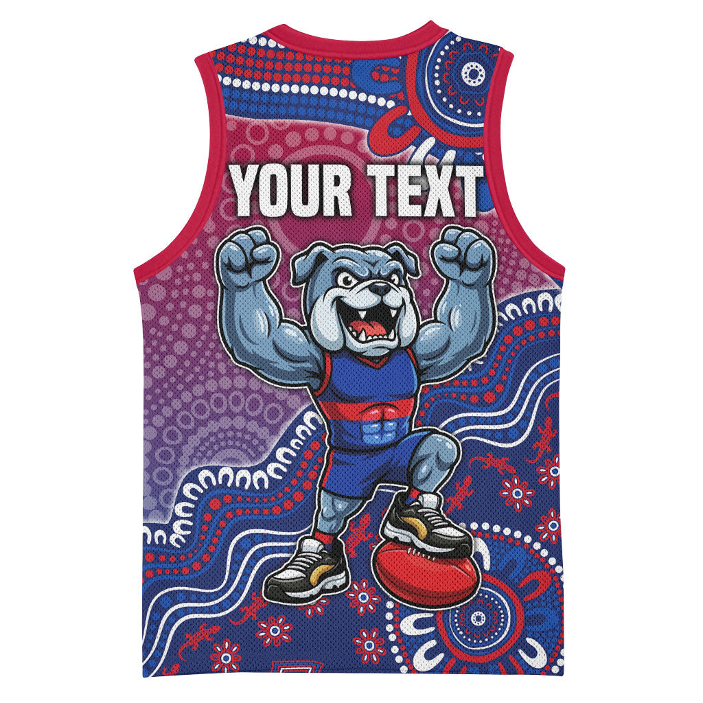 Personalized Western Bulldogs Football Mascot Basketball Jersey Aboriginal Dot Art Style Vibrant Indigenous Pattern Design