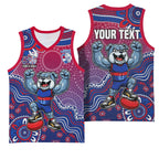 Personalized Western Bulldogs Football Mascot Basketball Jersey Aboriginal Dot Art Style Vibrant Indigenous Pattern Design