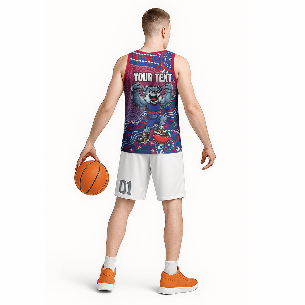 Personalized Western Bulldogs Football Mascot Basketball Jersey Aboriginal Dot Art Style Vibrant Indigenous Pattern Design