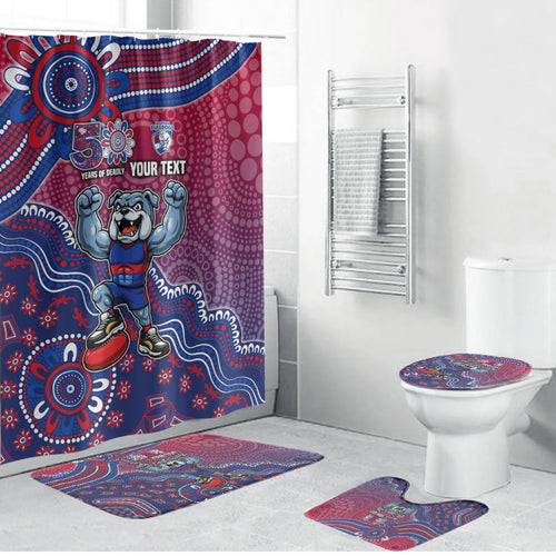 Personalized Western Bulldogs Football Mascot Bathroom Set Aboriginal Dot Art Style Vibrant Indigenous Pattern Design