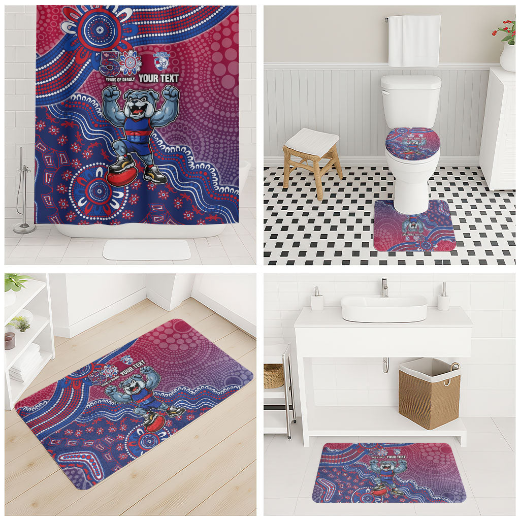 Personalized Western Bulldogs Football Mascot Bathroom Set Aboriginal Dot Art Style Vibrant Indigenous Pattern Design