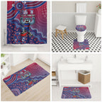 Personalized Western Bulldogs Football Mascot Bathroom Set Aboriginal Dot Art Style Vibrant Indigenous Pattern Design
