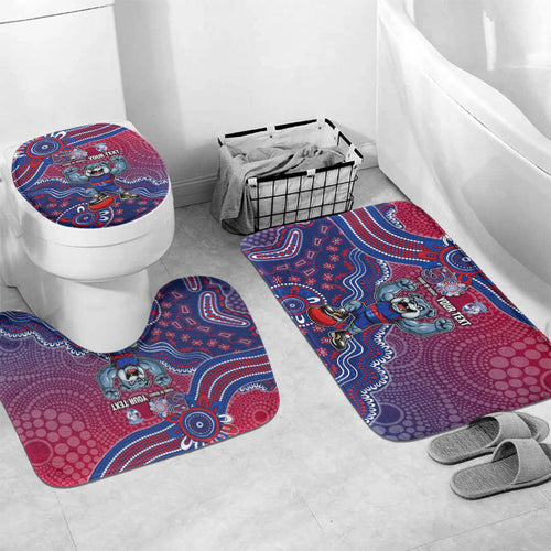 Personalized Western Bulldogs Football Mascot Bathroom Set Aboriginal Dot Art Style Vibrant Indigenous Pattern Design