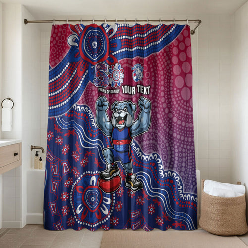 Personalized Western Bulldogs Football Mascot Bathroom Set Aboriginal Dot Art Style Vibrant Indigenous Pattern Design