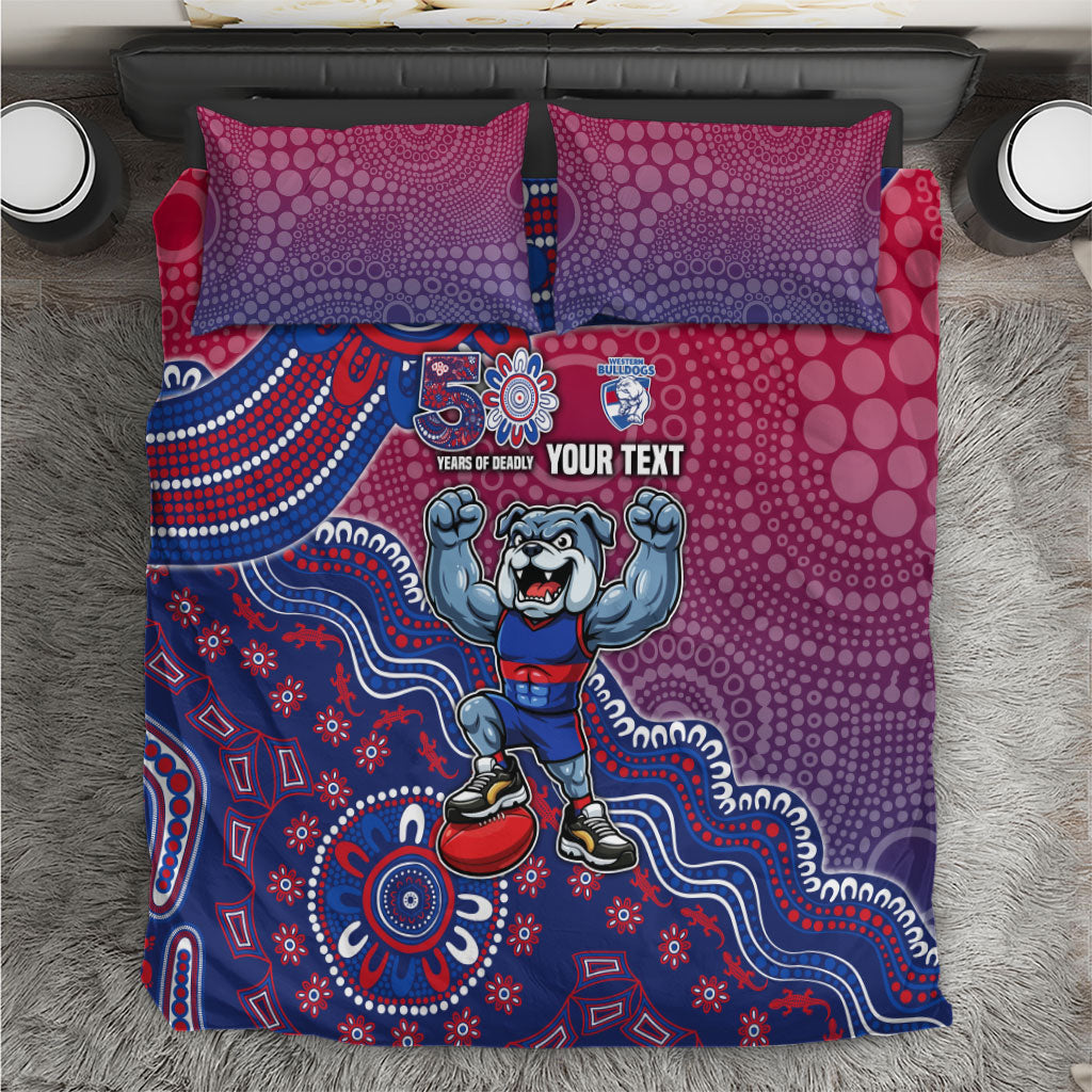 Personalized Western Bulldogs Football Mascot Bedding Set Aboriginal Dot Art Style Vibrant Indigenous Pattern Design