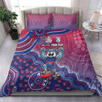 Personalized Western Bulldogs Football Mascot Bedding Set Aboriginal Dot Art Style Vibrant Indigenous Pattern Design