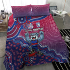 Personalized Western Bulldogs Football Mascot Bedding Set Aboriginal Dot Art Style Vibrant Indigenous Pattern Design