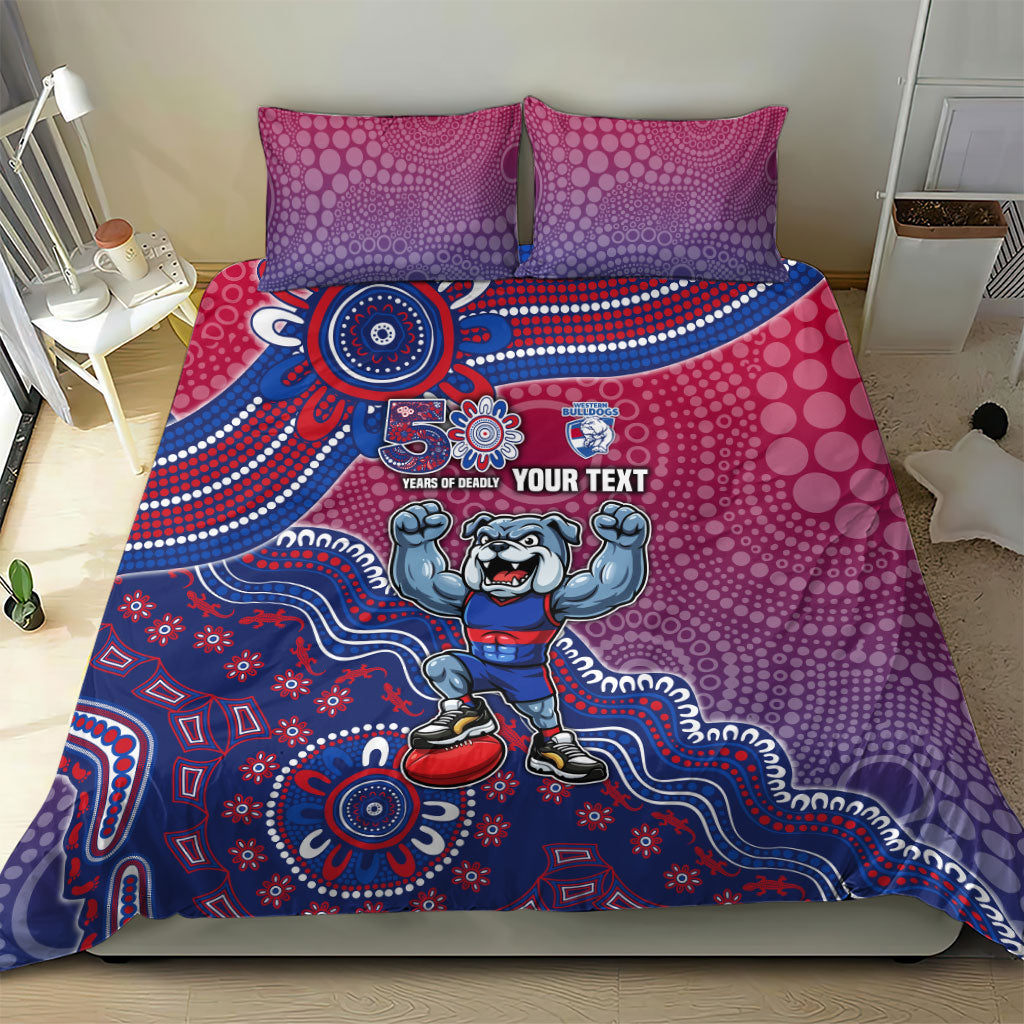 Personalized Western Bulldogs Football Mascot Bedding Set Aboriginal Dot Art Style Vibrant Indigenous Pattern Design