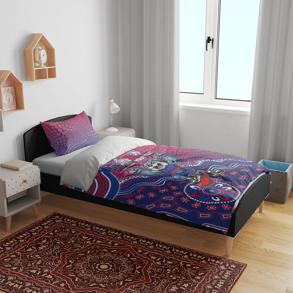 Personalized Western Bulldogs Football Mascot Bedding Set Aboriginal Dot Art Style Vibrant Indigenous Pattern Design