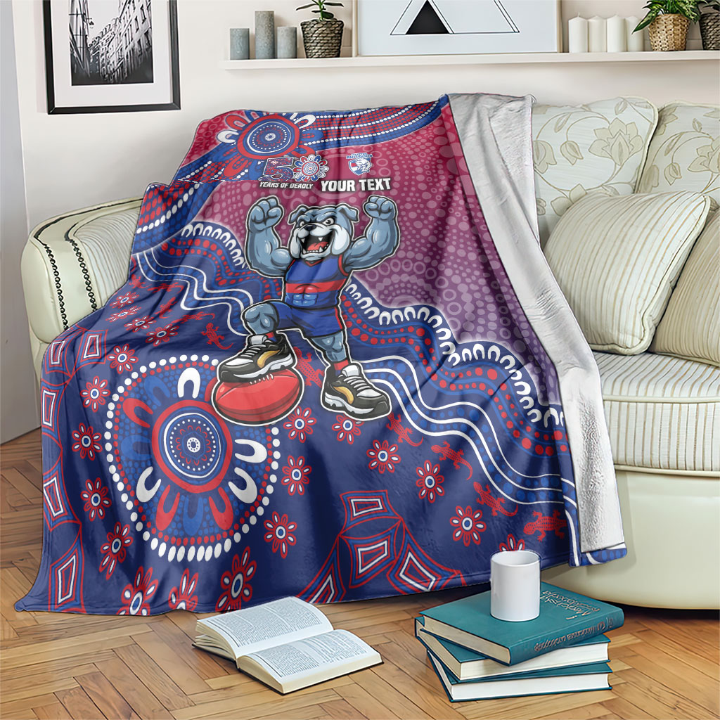 Personalized Western Bulldogs Football Mascot Blanket Aboriginal Dot Art Style Vibrant Indigenous Pattern Design