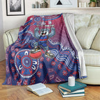 Personalized Western Bulldogs Football Mascot Blanket Aboriginal Dot Art Style Vibrant Indigenous Pattern Design
