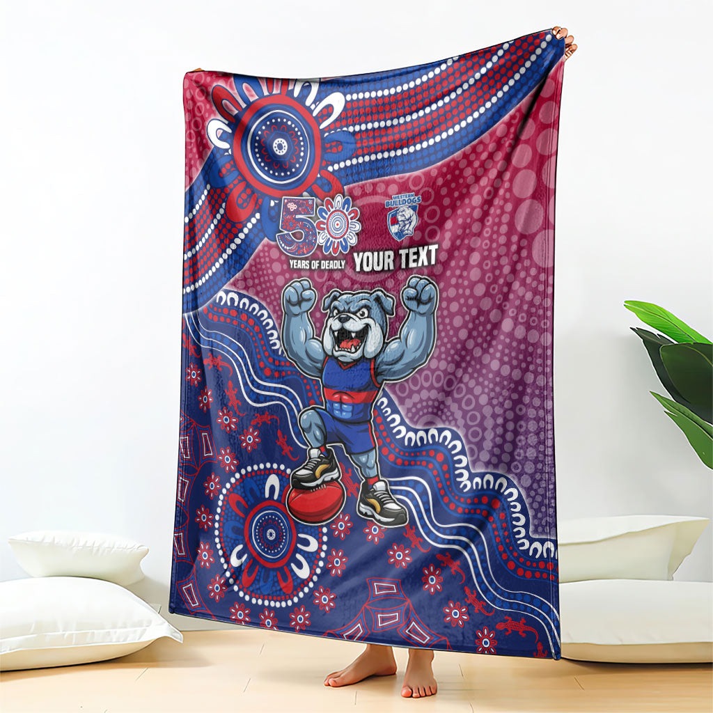 Personalized Western Bulldogs Football Mascot Blanket Aboriginal Dot Art Style Vibrant Indigenous Pattern Design