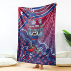 Personalized Western Bulldogs Football Mascot Blanket Aboriginal Dot Art Style Vibrant Indigenous Pattern Design