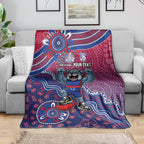 Personalized Western Bulldogs Football Mascot Blanket Aboriginal Dot Art Style Vibrant Indigenous Pattern Design
