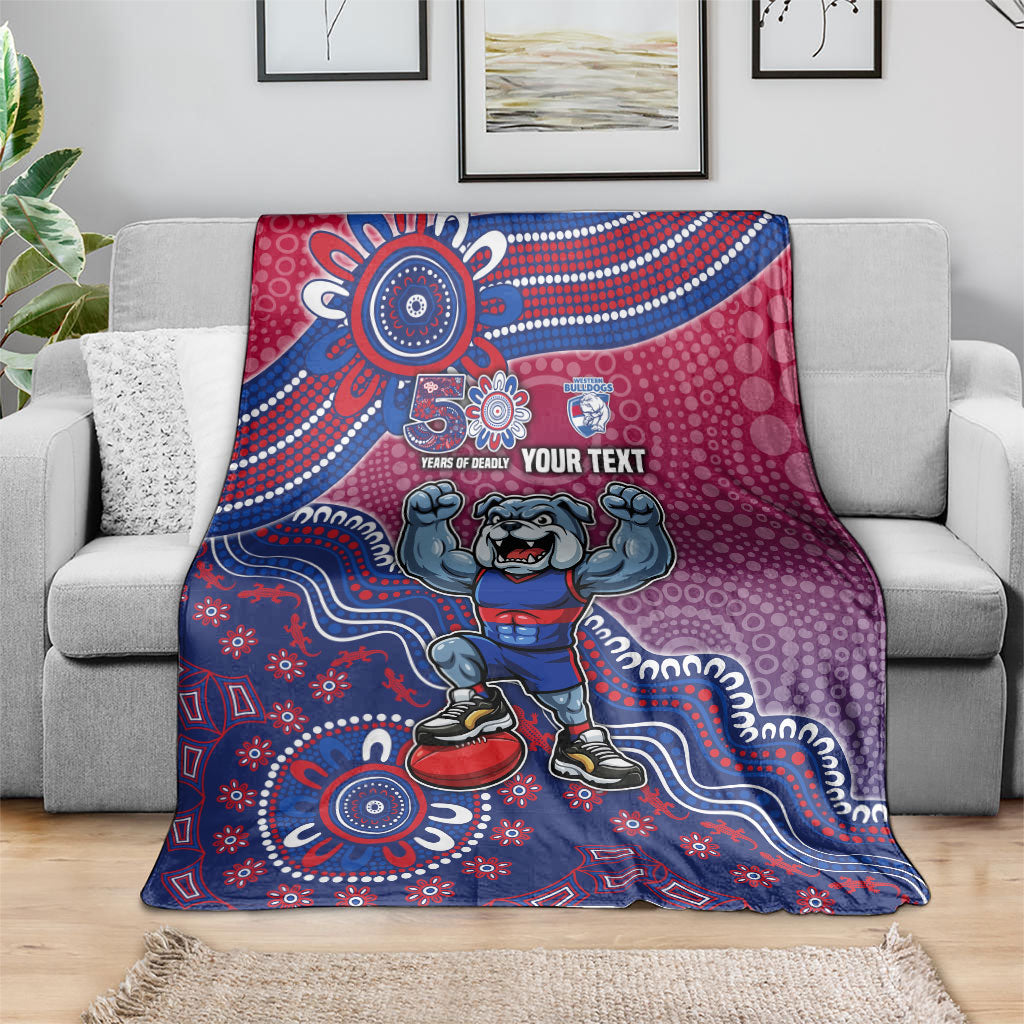 Personalized Western Bulldogs Football Mascot Blanket Aboriginal Dot Art Style Vibrant Indigenous Pattern Design