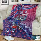 Personalized Western Bulldogs Football Mascot Blanket Aboriginal Dot Art Style Vibrant Indigenous Pattern Design