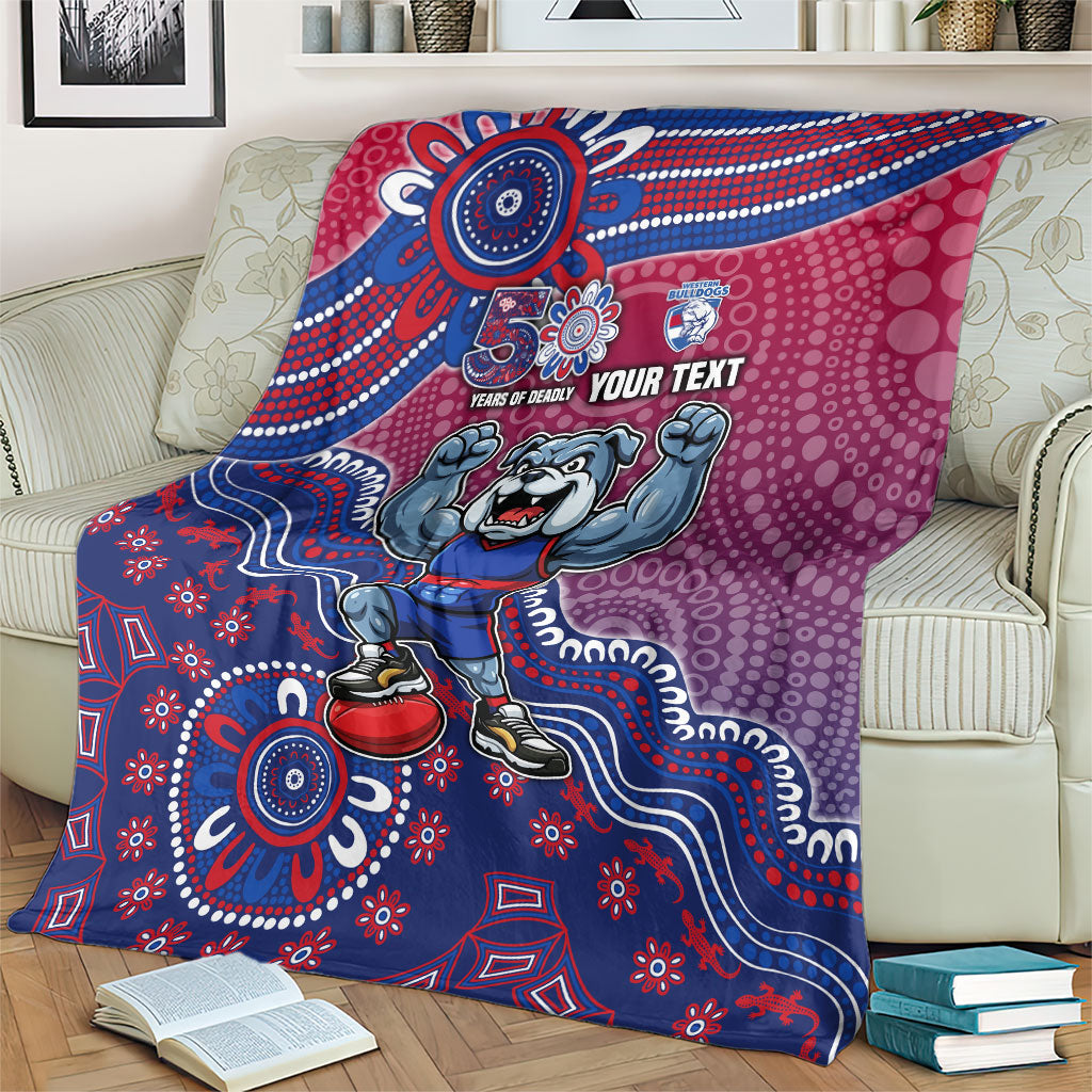 Personalized Western Bulldogs Football Mascot Blanket Aboriginal Dot Art Style Vibrant Indigenous Pattern Design
