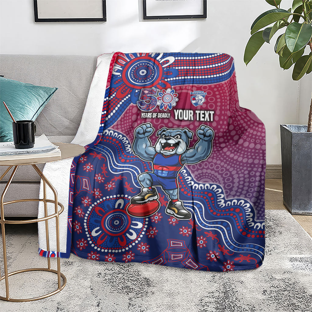 Personalized Western Bulldogs Football Mascot Blanket Aboriginal Dot Art Style Vibrant Indigenous Pattern Design