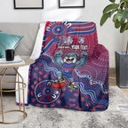 Personalized Western Bulldogs Football Mascot Blanket Aboriginal Dot Art Style Vibrant Indigenous Pattern Design