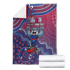 Personalized Western Bulldogs Football Mascot Blanket Aboriginal Dot Art Style Vibrant Indigenous Pattern Design