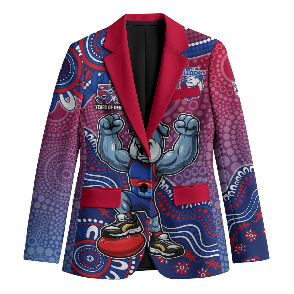 Personalized Western Bulldogs Football Mascot Blazer Aboriginal Dot Art Style Vibrant Indigenous Pattern Design