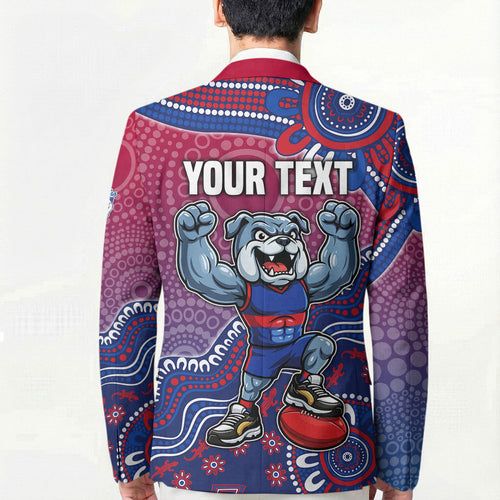Personalized Western Bulldogs Football Mascot Blazer Aboriginal Dot Art Style Vibrant Indigenous Pattern Design