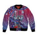 Personalized Western Bulldogs Football Mascot Bomber Jacket Aboriginal Dot Art Style Vibrant Indigenous Pattern Design