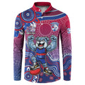Personalized Western Bulldogs Football Mascot Button Sweatshirt Aboriginal Dot Art Style Vibrant Indigenous Pattern Design