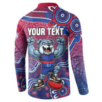 Personalized Western Bulldogs Football Mascot Button Sweatshirt Aboriginal Dot Art Style Vibrant Indigenous Pattern Design