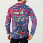 Personalized Western Bulldogs Football Mascot Button Sweatshirt Aboriginal Dot Art Style Vibrant Indigenous Pattern Design