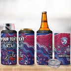 Personalized Western Bulldogs Football Mascot 4 in 1 Can Cooler Tumbler Aboriginal Dot Art Style Vibrant Indigenous Pattern Design