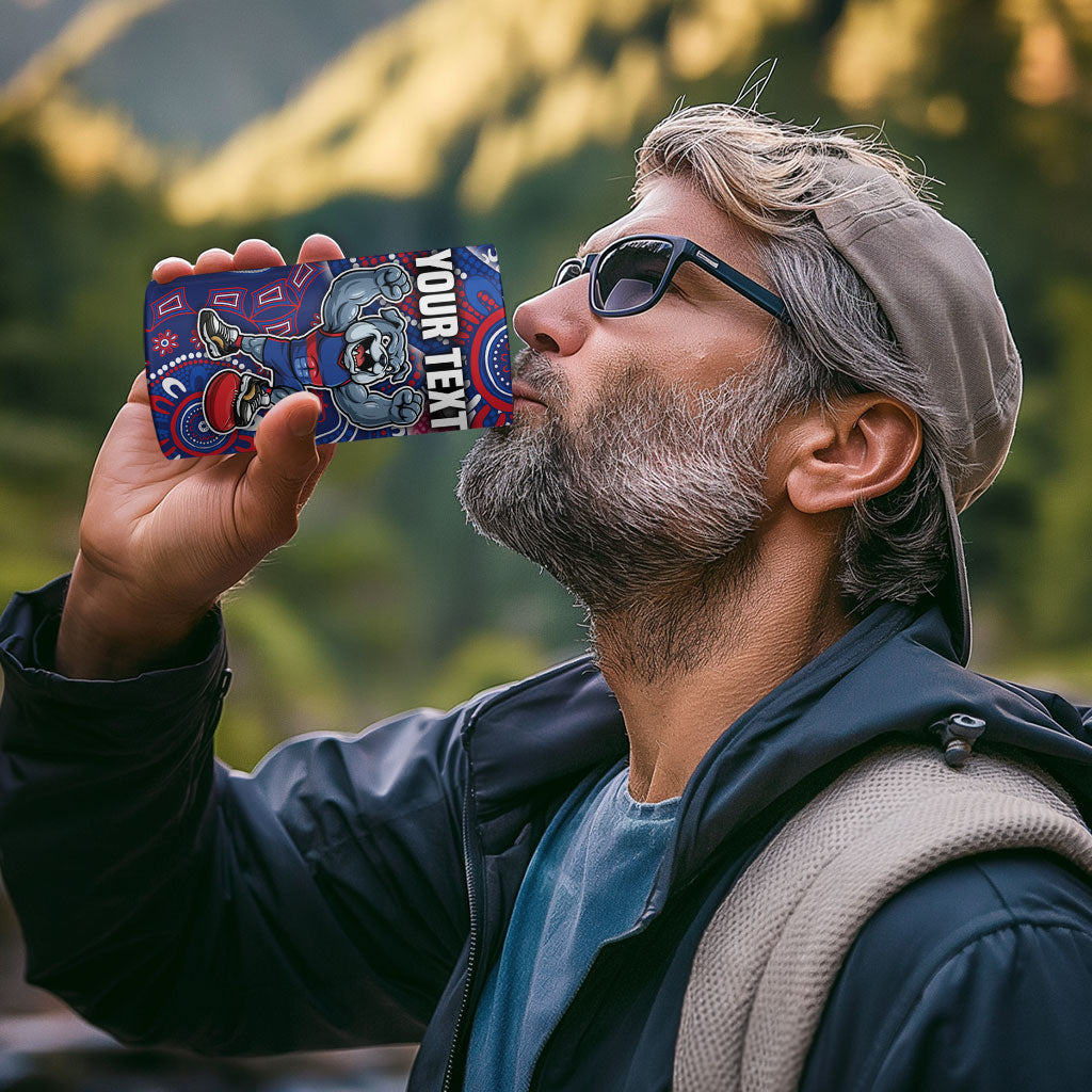 Personalized Western Bulldogs Football Mascot 4 in 1 Can Cooler Tumbler Aboriginal Dot Art Style Vibrant Indigenous Pattern Design