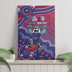 Personalized Western Bulldogs Football Mascot Canvas Wall Art Aboriginal Dot Art Style Vibrant Indigenous Pattern Design