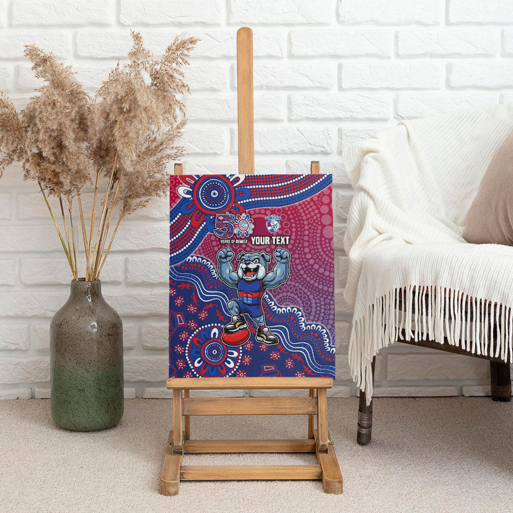 Personalized Western Bulldogs Football Mascot Canvas Wall Art Aboriginal Dot Art Style Vibrant Indigenous Pattern Design