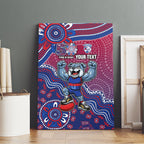 Personalized Western Bulldogs Football Mascot Canvas Wall Art Aboriginal Dot Art Style Vibrant Indigenous Pattern Design
