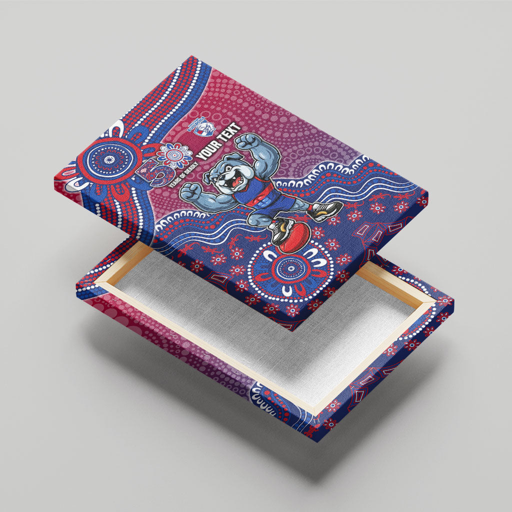 Personalized Western Bulldogs Football Mascot Canvas Wall Art Aboriginal Dot Art Style Vibrant Indigenous Pattern Design