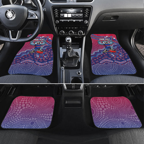 Personalized Western Bulldogs Football Mascot Car Mats Aboriginal Dot Art Style Vibrant Indigenous Pattern Design