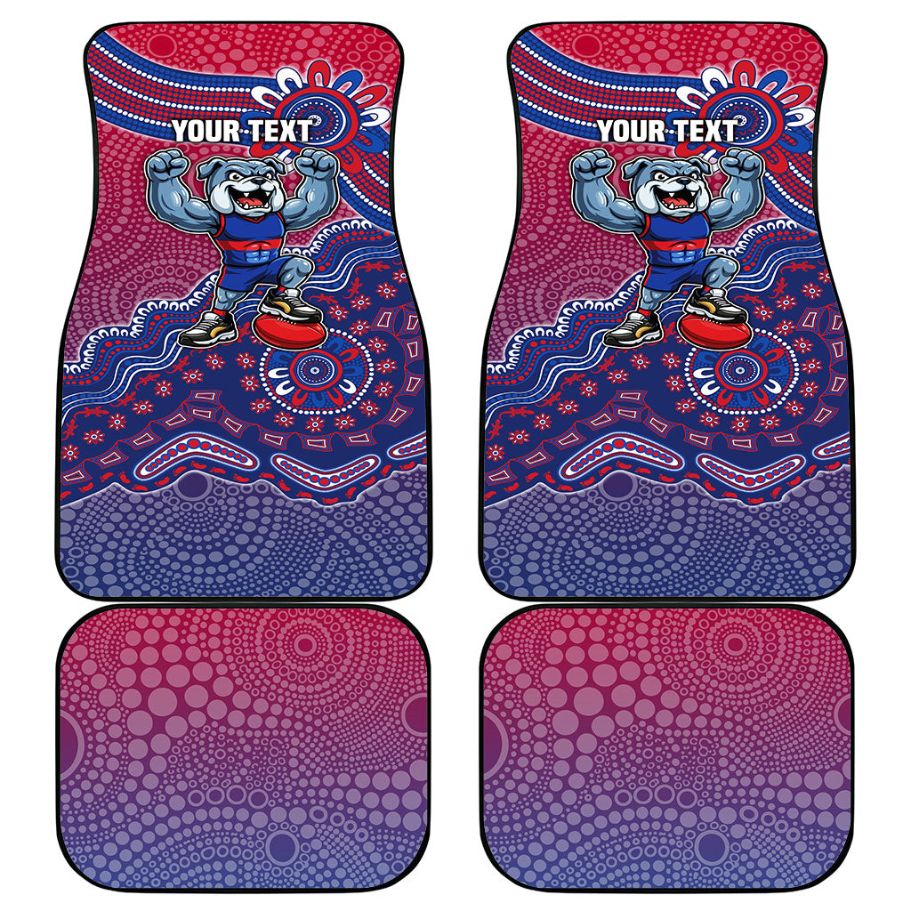 Personalized Western Bulldogs Football Mascot Car Mats Aboriginal Dot Art Style Vibrant Indigenous Pattern Design
