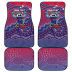 Personalized Western Bulldogs Football Mascot Car Mats Aboriginal Dot Art Style Vibrant Indigenous Pattern Design
