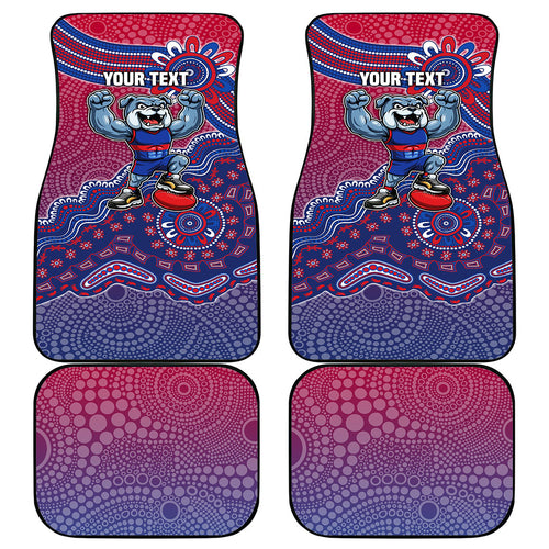 Personalized Western Bulldogs Football Mascot Car Mats Aboriginal Dot Art Style Vibrant Indigenous Pattern Design