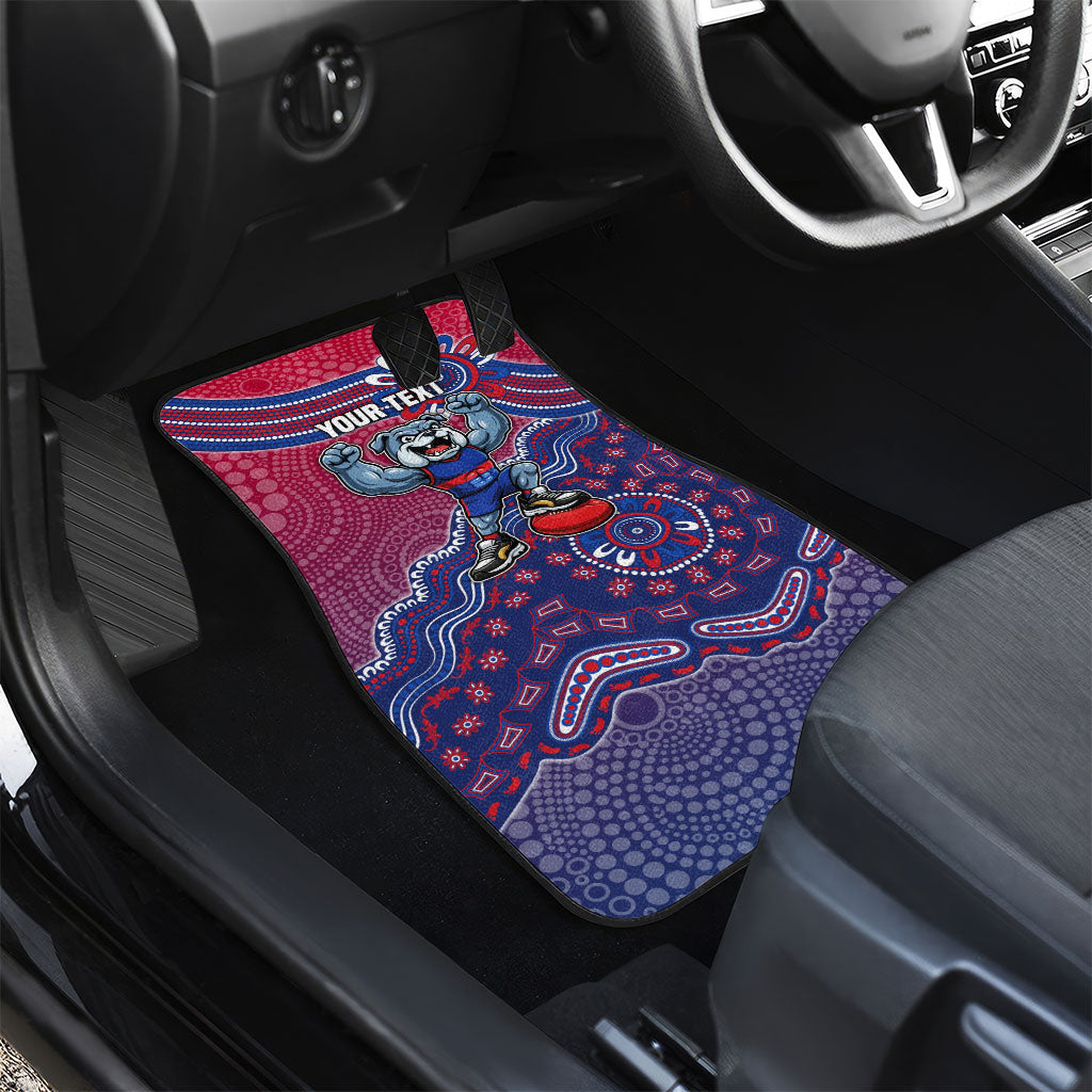 Personalized Western Bulldogs Football Mascot Car Mats Aboriginal Dot Art Style Vibrant Indigenous Pattern Design