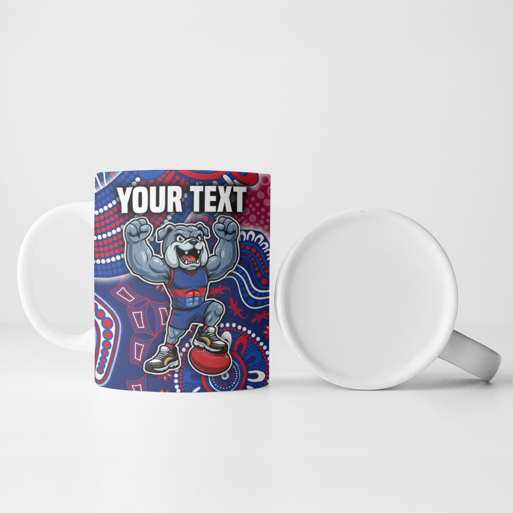 Personalized Western Bulldogs Football Mascot Ceramic Mug Aboriginal Dot Art Style Vibrant Indigenous Pattern Design