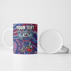 Personalized Western Bulldogs Football Mascot Ceramic Mug Aboriginal Dot Art Style Vibrant Indigenous Pattern Design