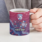 Personalized Western Bulldogs Football Mascot Ceramic Mug Aboriginal Dot Art Style Vibrant Indigenous Pattern Design
