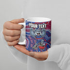 Personalized Western Bulldogs Football Mascot Ceramic Mug Aboriginal Dot Art Style Vibrant Indigenous Pattern Design