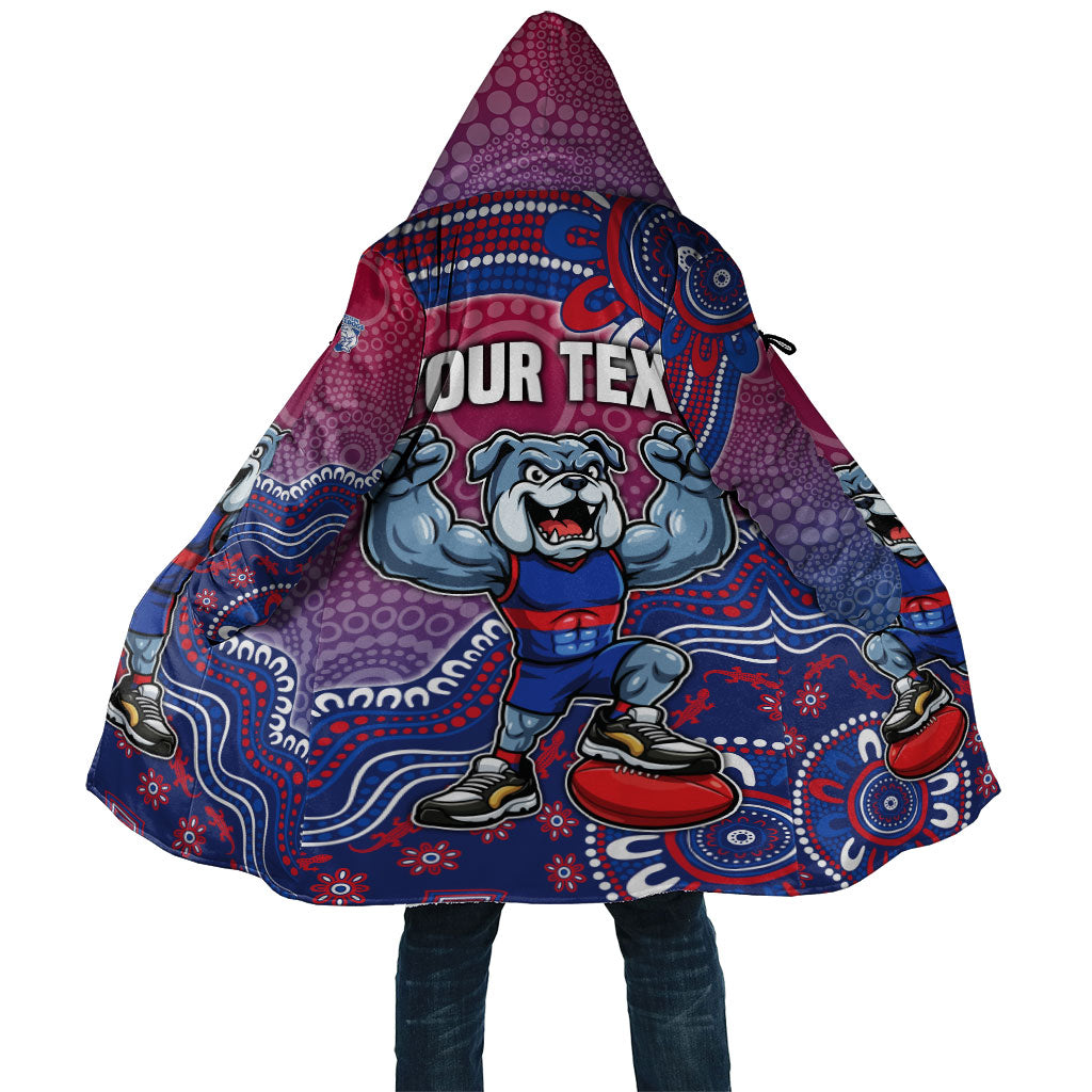 Personalized Western Bulldogs Football Mascot Cloak Aboriginal Dot Art Style Vibrant Indigenous Pattern Design